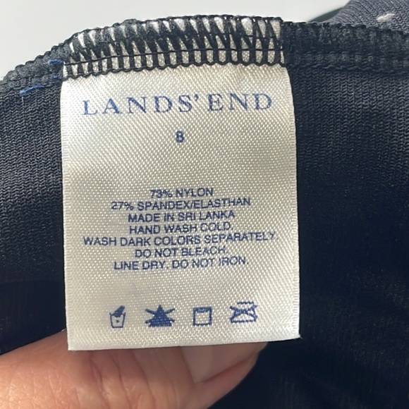 Lands' End Swim Tankini Top Women's 8 Black Gray Braided Strap Grip Strip Hem - Picture 3 of 11